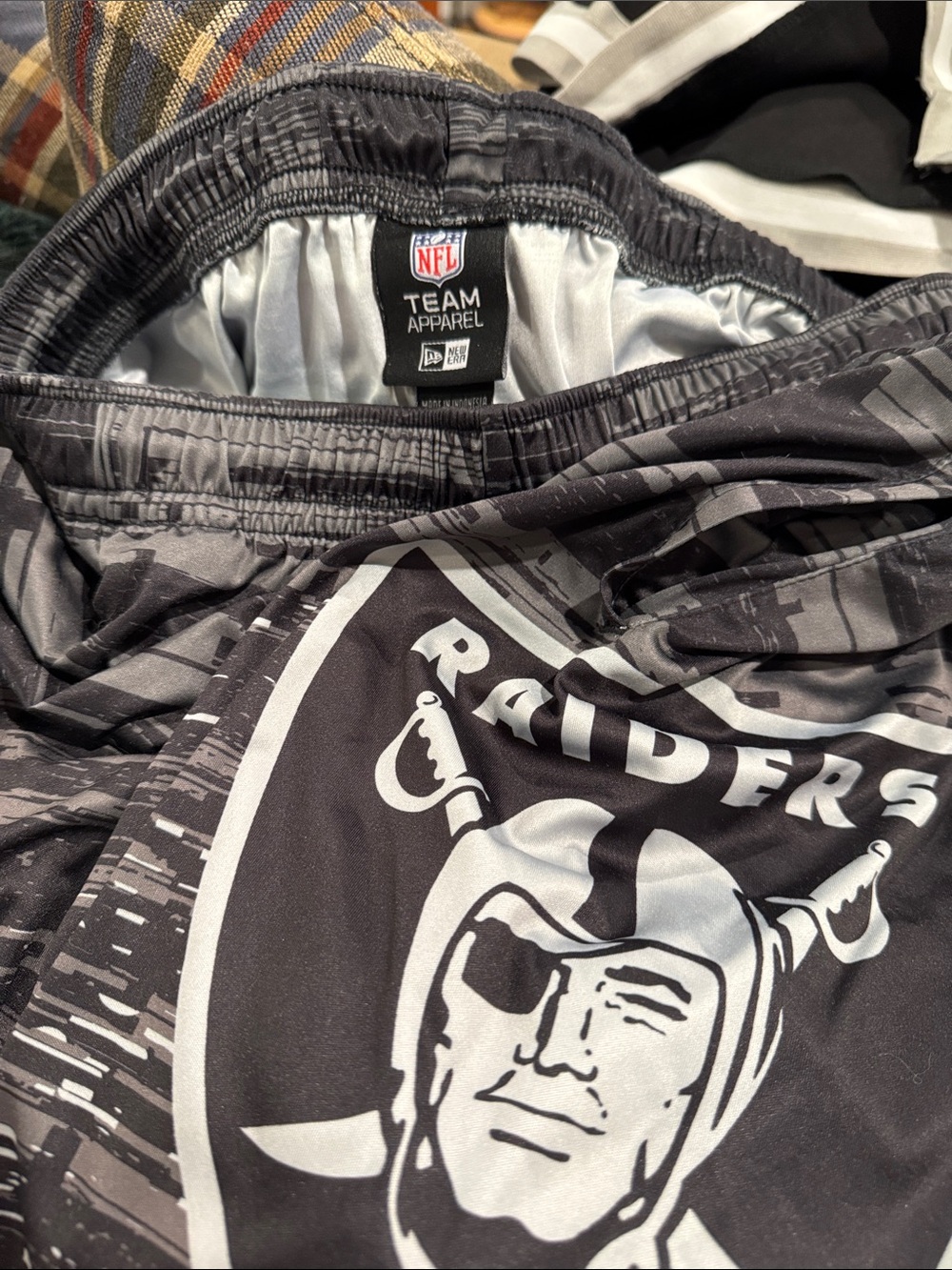 Team Apparel Las Vegas Raiders Black and Silver Athletic Shorts
